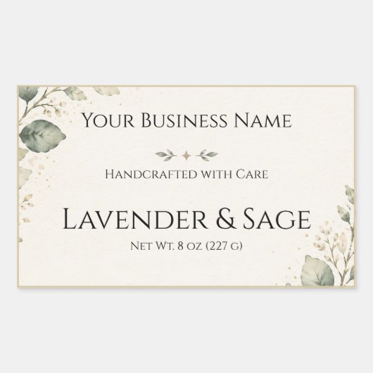 Elegant botanisch product voorlabel rechthoekige sticker (Voorkant)