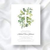 Elegant Botanisch Religieus Kruisdoop Kaart