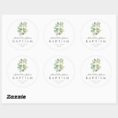 Elegant Botanisch Religieus Kruisdoop Ronde Sticker (Vel)