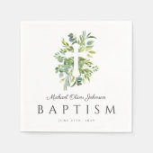 Elegant Botanisch Religieus Kruisdoop Servet (Voorkant)