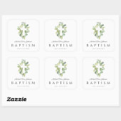 Elegant Botanisch Religieus Kruisdoop Vierkante Sticker (Vel)