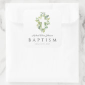 Elegant Botanisch Religieus Kruisdoop Vierkante Sticker (Tas)