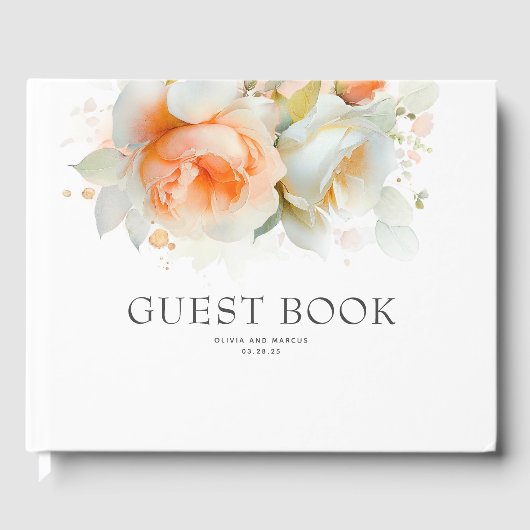 Elegant Botanisch Roos Bloemen Boho Bruiloft Gastenboek (Voorkant)