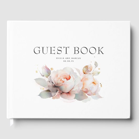 Elegant Botanisch Roos Bloemen Boho Bruiloft Gastenboek (Voorkant)