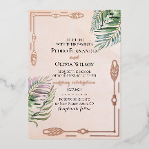 Elegant botanisch roos goudfolie bruiloft