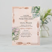 Elegant botanisch roos goudfolie bruiloft folie uitnodiging (Staand Voorkant)