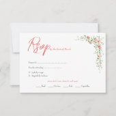 Elegant Botanisch Roos Script QR Code Wedding RSVP Kaartje (Voorkant)