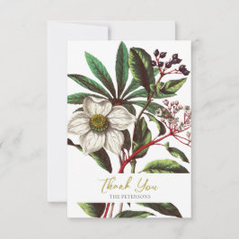 Elegant Botanisch Roos voor kerstmis Bedankkaart