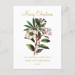 Elegant Botanisch Roos voor kerstmis Briefkaart
