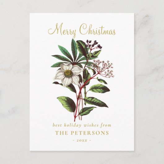 Elegant  Botanisch Roos voor kerstmis Briefkaart (Voorkant)