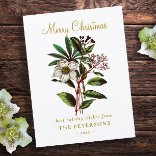 Elegant  Botanisch Roos voor kerstmis Briefkaart
