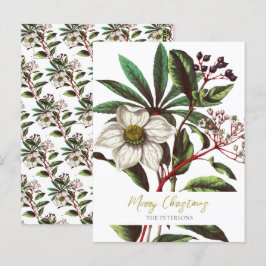 Elegant Botanisch Roos voor kerstmis Briefkaart