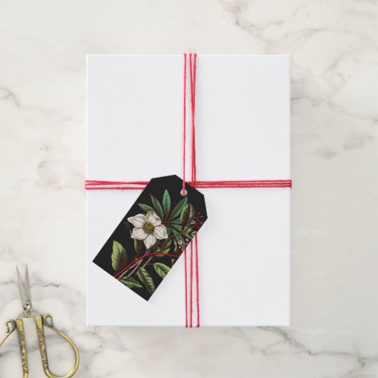 Elegant  Botanisch Roos voor kerstmis Cadeaulabel (Met Touw)