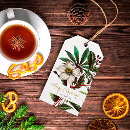 Elegant Botanisch Roos voor kerstmis Cadeaulabel