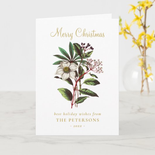 Elegant Botanisch Roos voor kerstmis Kaart (Gele Bloem)