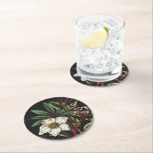 Elegant  Botanisch Roos voor kerstmis Ronde Kartonnen Onderzetter (Insitu)