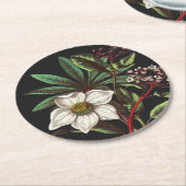 Elegant  Botanisch Roos voor kerstmis Ronde Kartonnen Onderzetter (Gebogen)