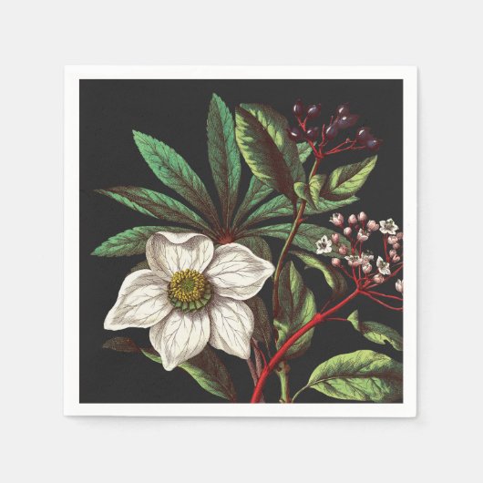 Elegant  Botanisch Roos voor kerstmis Servet (Voorkant)