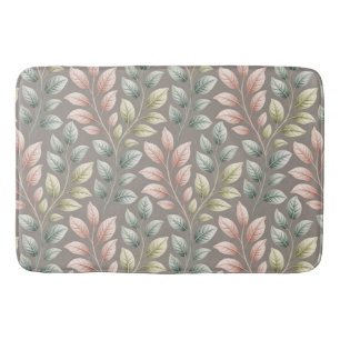Elegant botanisch roze en saliegroen bladpatroon badmat