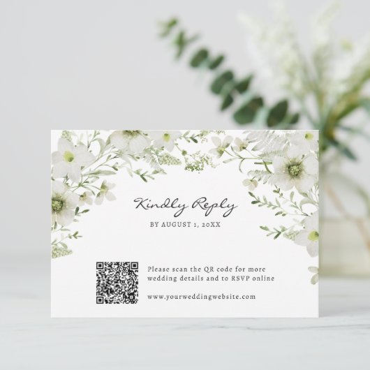 Elegant botanisch RSVP kaartje (Staand voorkant)