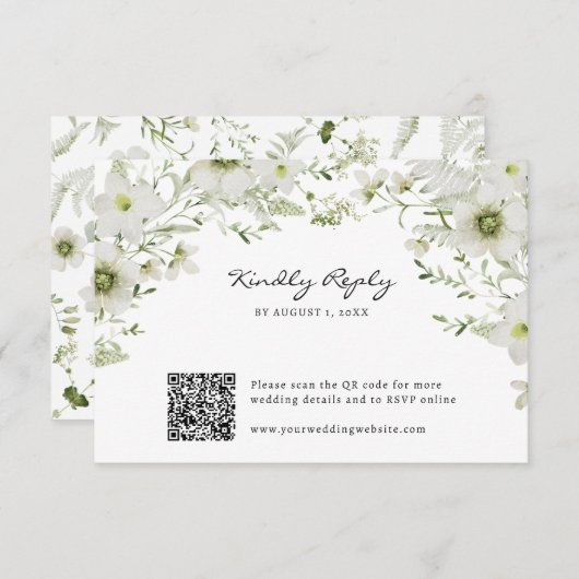 Elegant botanisch RSVP kaartje (Voorkant / Achterkant)