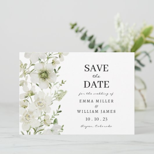 Elegant botanisch save the date (Staand voorkant)