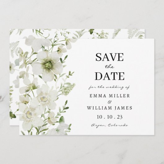 Elegant botanisch save the date (Voorkant / Achterkant)