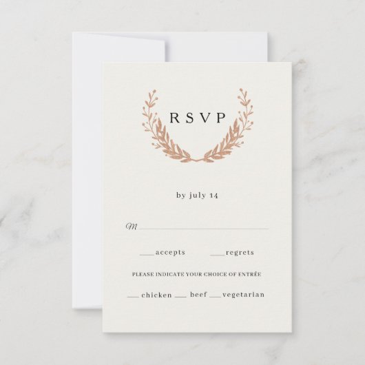 Elegant botanisch schouderblad. bruiloft R RSVP Kaartje (Voorkant)