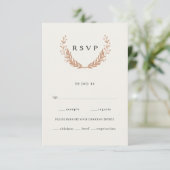 Elegant botanisch schouderblad. bruiloft R RSVP Kaartje (Staand voorkant)