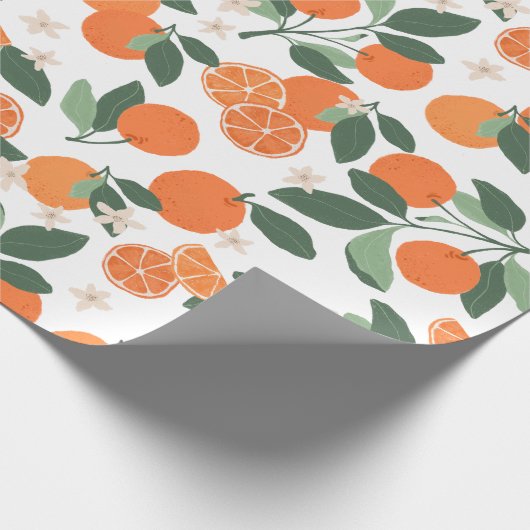 Elegant Botanisch Sinaasappel Citrus Wrapping Pape Cadeaupapier (Hoek)