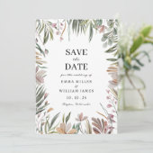 Elegant botanisch sparen de datum save the date (Staand voorkant)