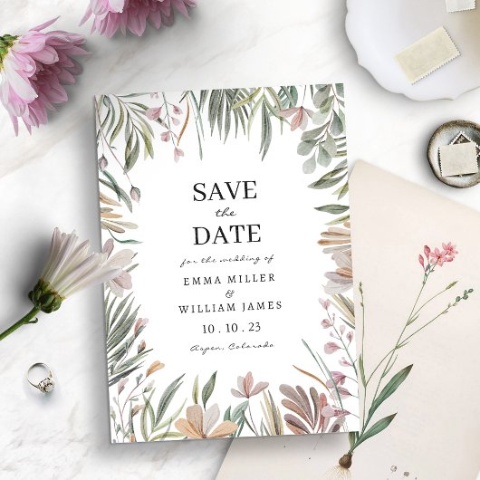 Elegant botanisch sparen de datum save the date