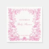 Elegant botanisch stoffig roze baby shower bedrukt servet (Voorkant)