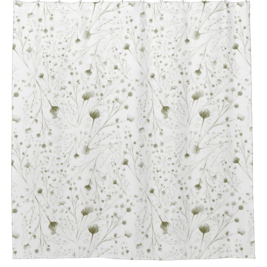Elegant botanisch subtiel groen bloemontwerp douchegordijn (Voorkant)