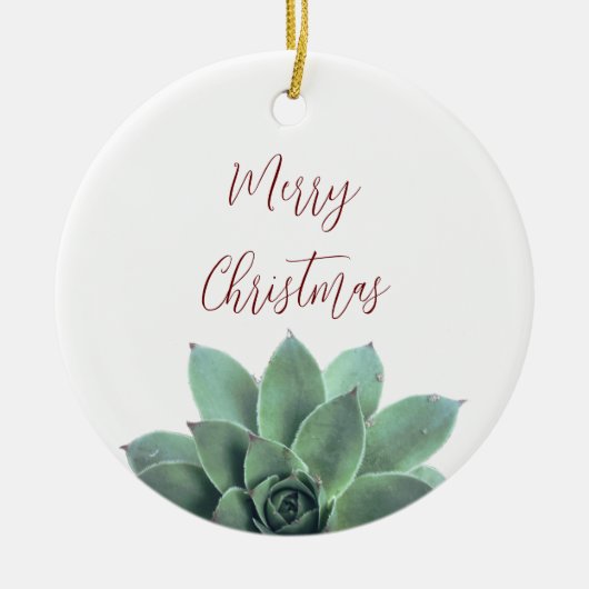 Elegant Botanisch Succulent Kerstmis Keramisch Ornament (Voorkant)