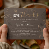 Elegant Botanisch Thanksgiving-dinerfeest Kaart