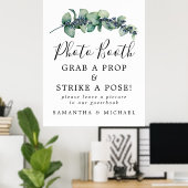 Elegant botanisch trouwfoto booth bord poster (Thuiskantoor)