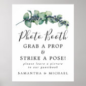 Elegant botanisch trouwfoto booth bord poster (Voorkant)