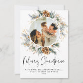 Elegant Botanisch Typografisch Script Kerstmis Feestdagenkaart (Voorkant)