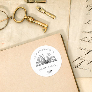 Elegant botanisch uit de bibliotheek van Aangepast Ronde Sticker