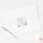Elegant Botanisch Vierkant Aangepast Klein Bedrijf Vierkante Sticker (Envelop)