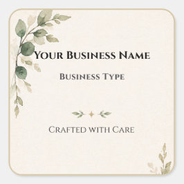 Elegant botanisch vierkant logo Eucalyptus-verpakk Vierkante Sticker