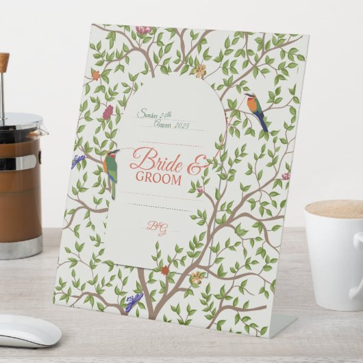 Elegant botanisch vogelvoetteken reclamebord met voetstuk (Insitu)