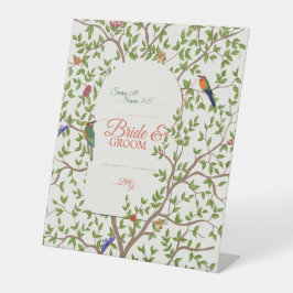 Elegant botanisch vogelvoetteken reclamebord met voetstuk