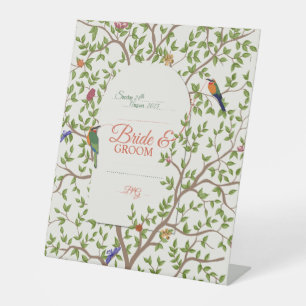 Elegant botanisch vogelvoetteken reclamebord met voetstuk