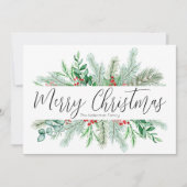 Elegant botanisch vrolijk kerstgroen feestdagenkaart (Voorkant)