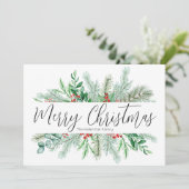 Elegant botanisch vrolijk kerstgroen feestdagenkaart (Staand voorkant)