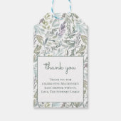 Elegant Botanisch Waterverf Baby shower Cadeaulabel (Voorkant)