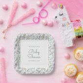 Elegant Botanisch Waterverf Baby shower Papieren Bordje (Feest)