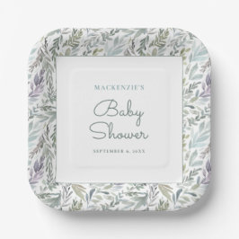 Elegant Botanisch Waterverf Baby shower Papieren Bordje
